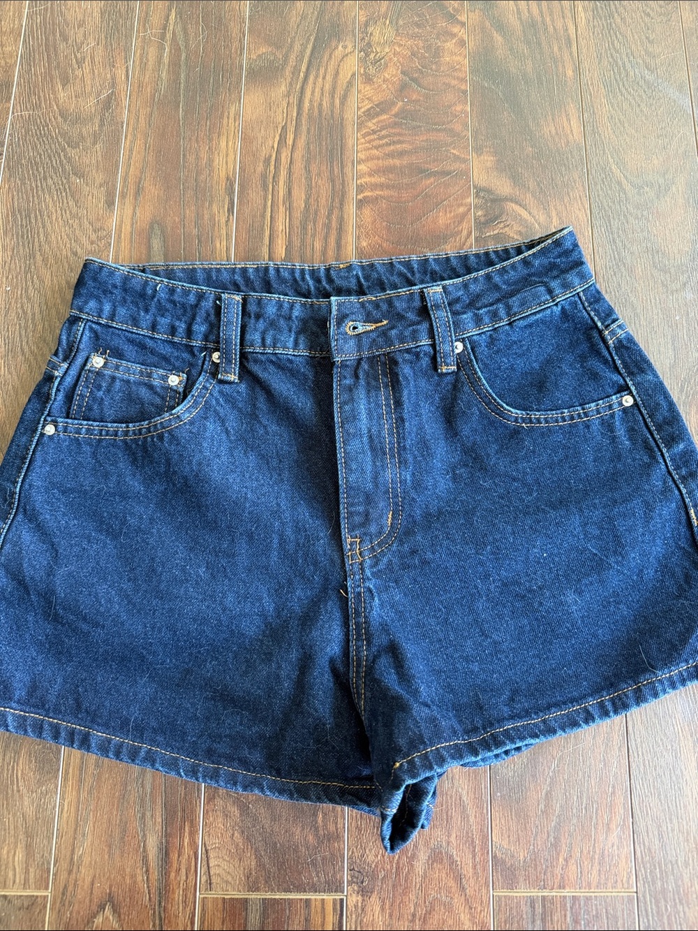 SHEIN Dark Blue High-Rise Jean Shorts